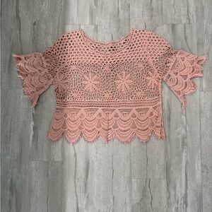 Pink Crochet Lace Top